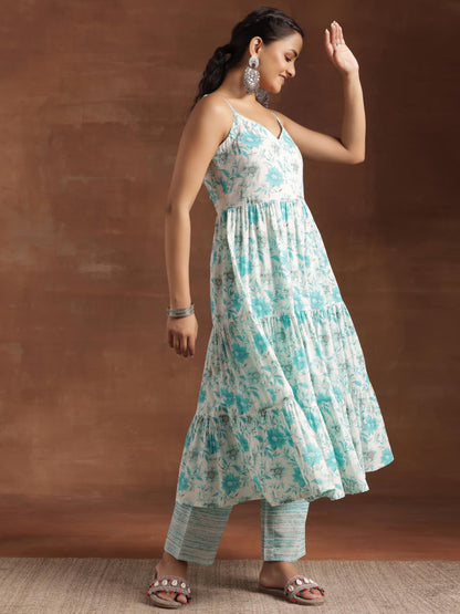 Libas Blue Pure Cotton Printed Kurta Sets For Women