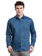 Turtle Men Slim Fit Printed Pure Cotton Blue Party Shirt