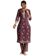Libas Womens Printed Cotton Straight Kurta With Trousers