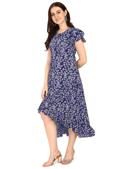 Oomph! WomenS Western & Fusion Wear Wrap Midi Dresses For Women, Blue - Md267