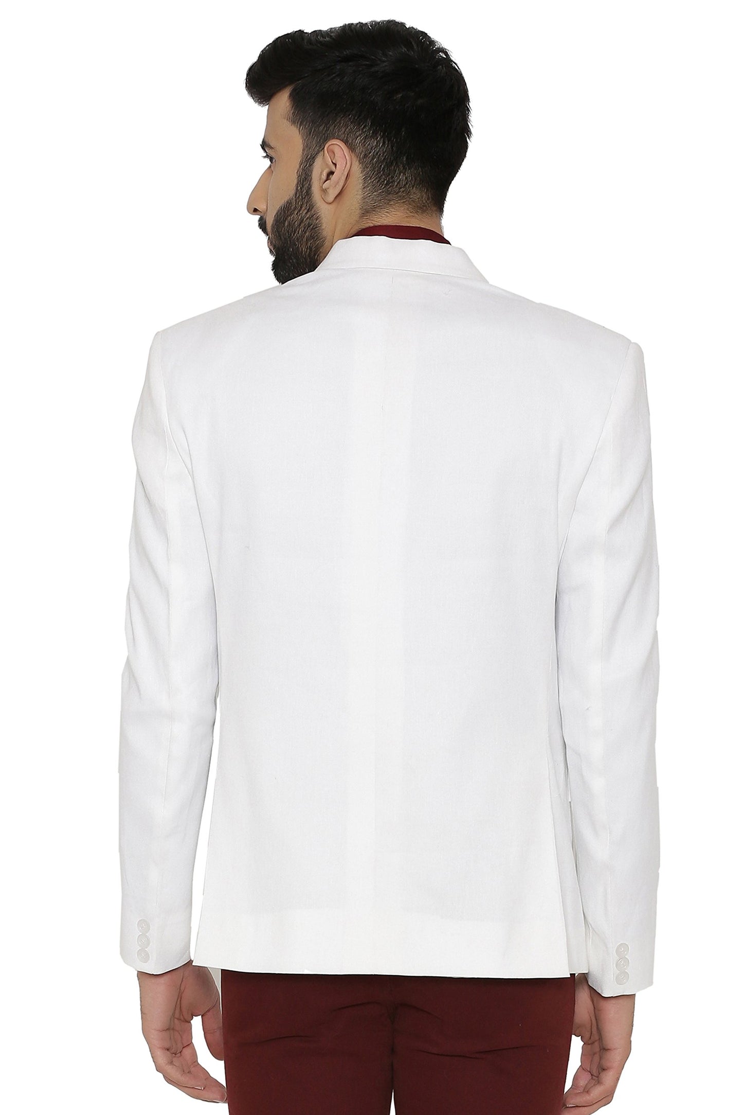 WINTAGE Mens Linen Regular Fit Solid Evening/Casual Blazer Coat Jacket : White