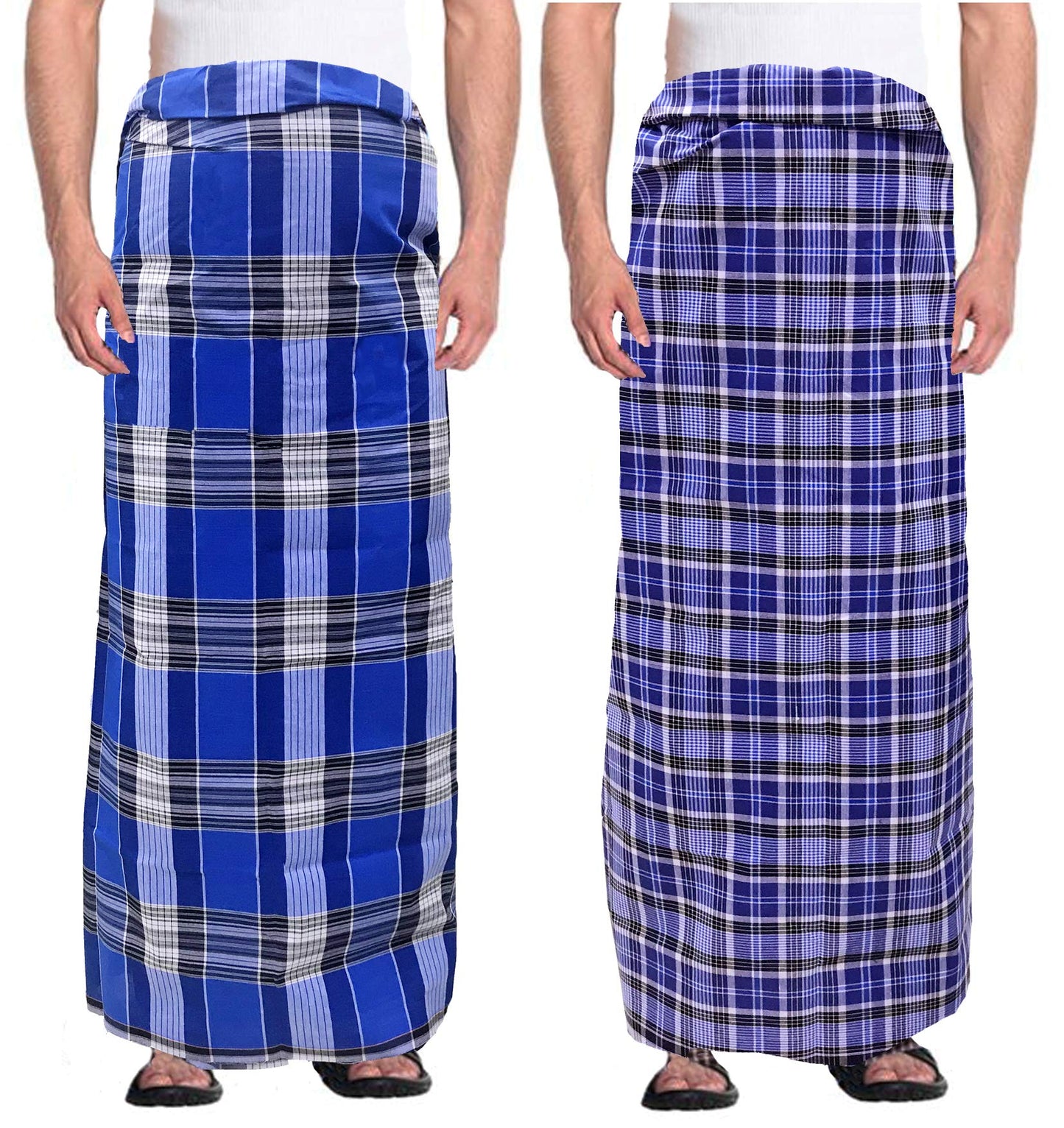 Weavers Villa MenS 100% Cotton Multicolored Unstiched Lungi (2 Mtrs) - Pack Of 2