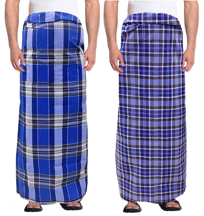 Weavers Villa MenS 100% Cotton Multicolored Unstiched Lungi (2 Mtrs) - Pack Of 2