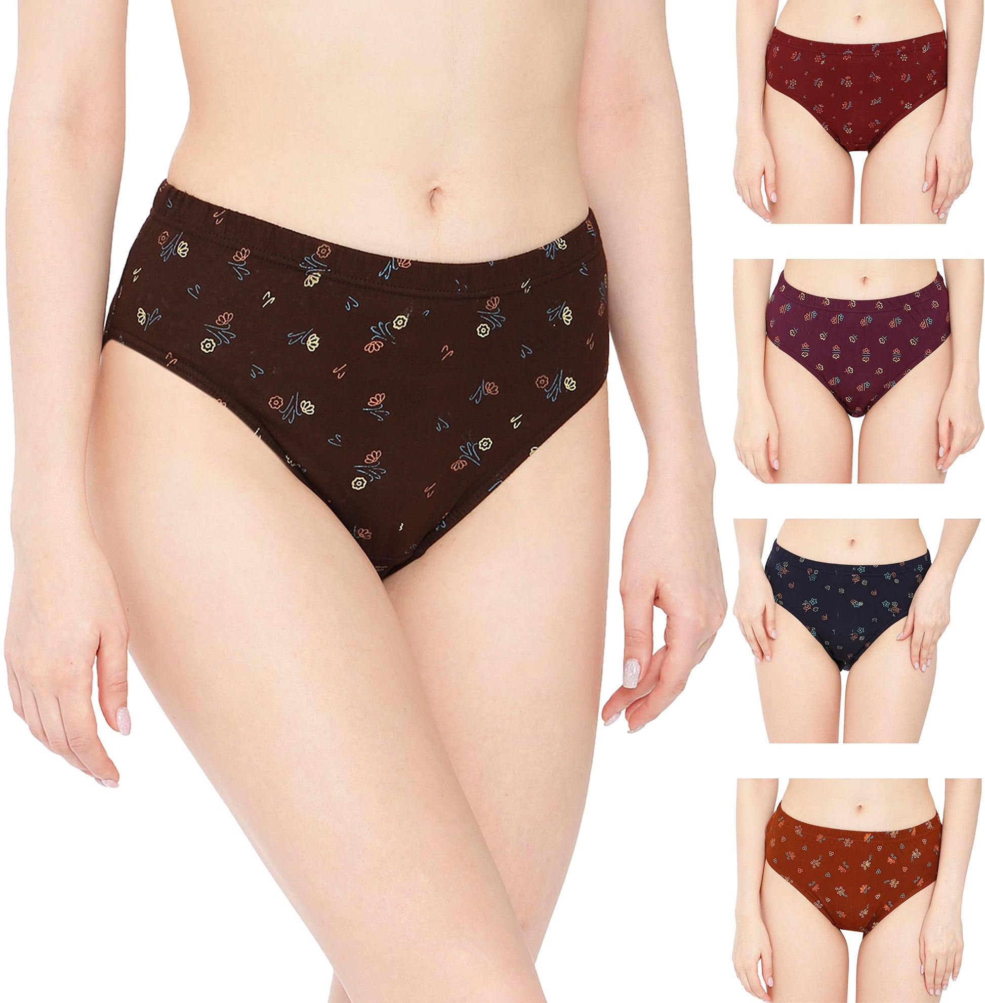 Rupa Womens Cotton Briefs Regular Solid Underwear (Pack of 5) (PR_PTY_PO5_Print