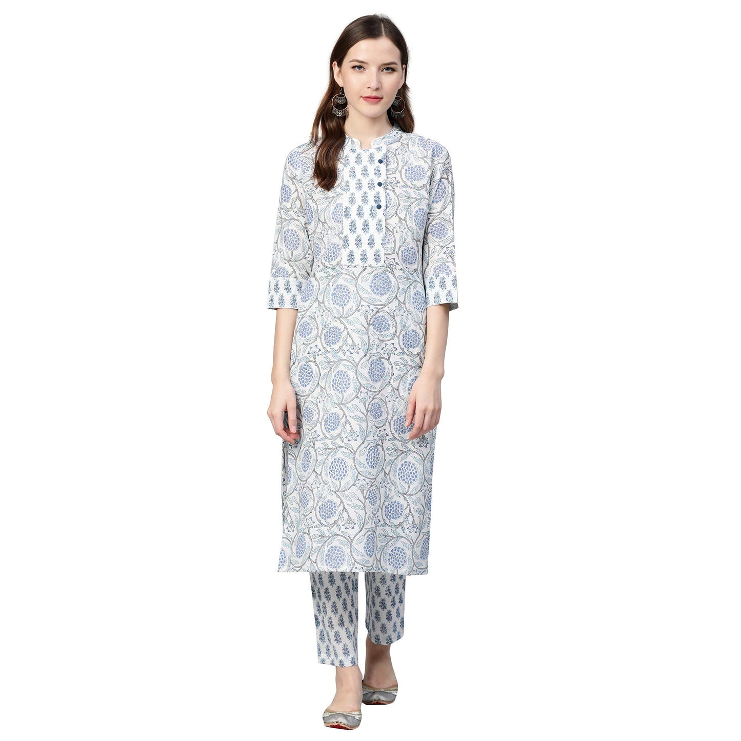 Idalia Printed Blue Kurta Set With Printed Pants