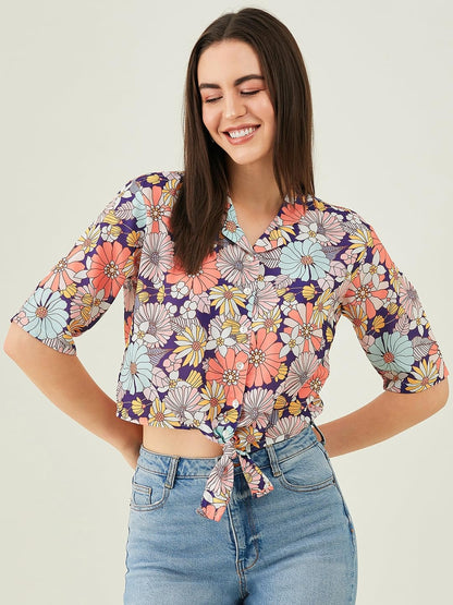 Modeve Women Floral Multicolor Crop Top For Summer