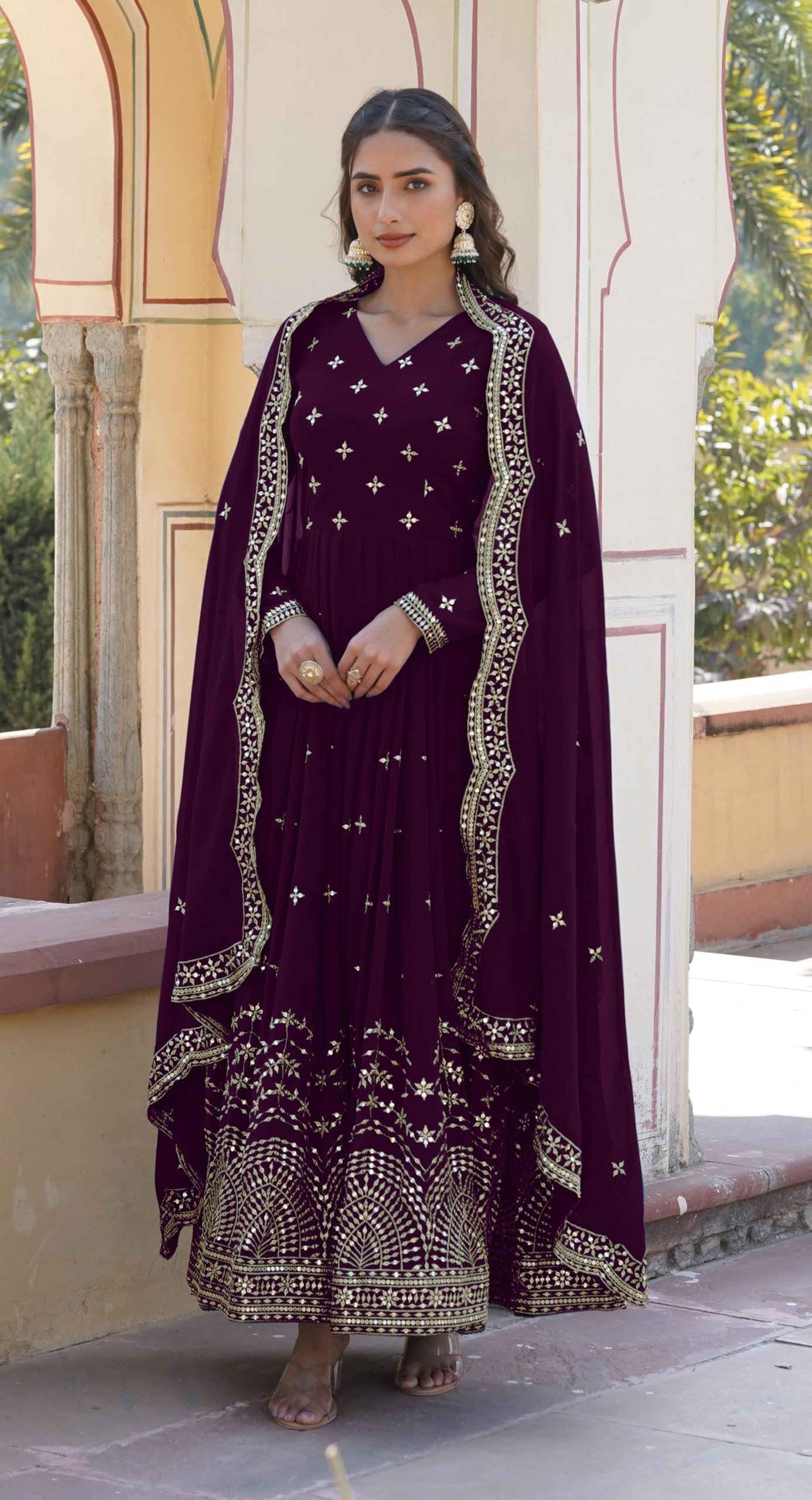 Fashion Basket Turquoise Georgette With Sequins Embroidery Anarkali Kurta Set For Women