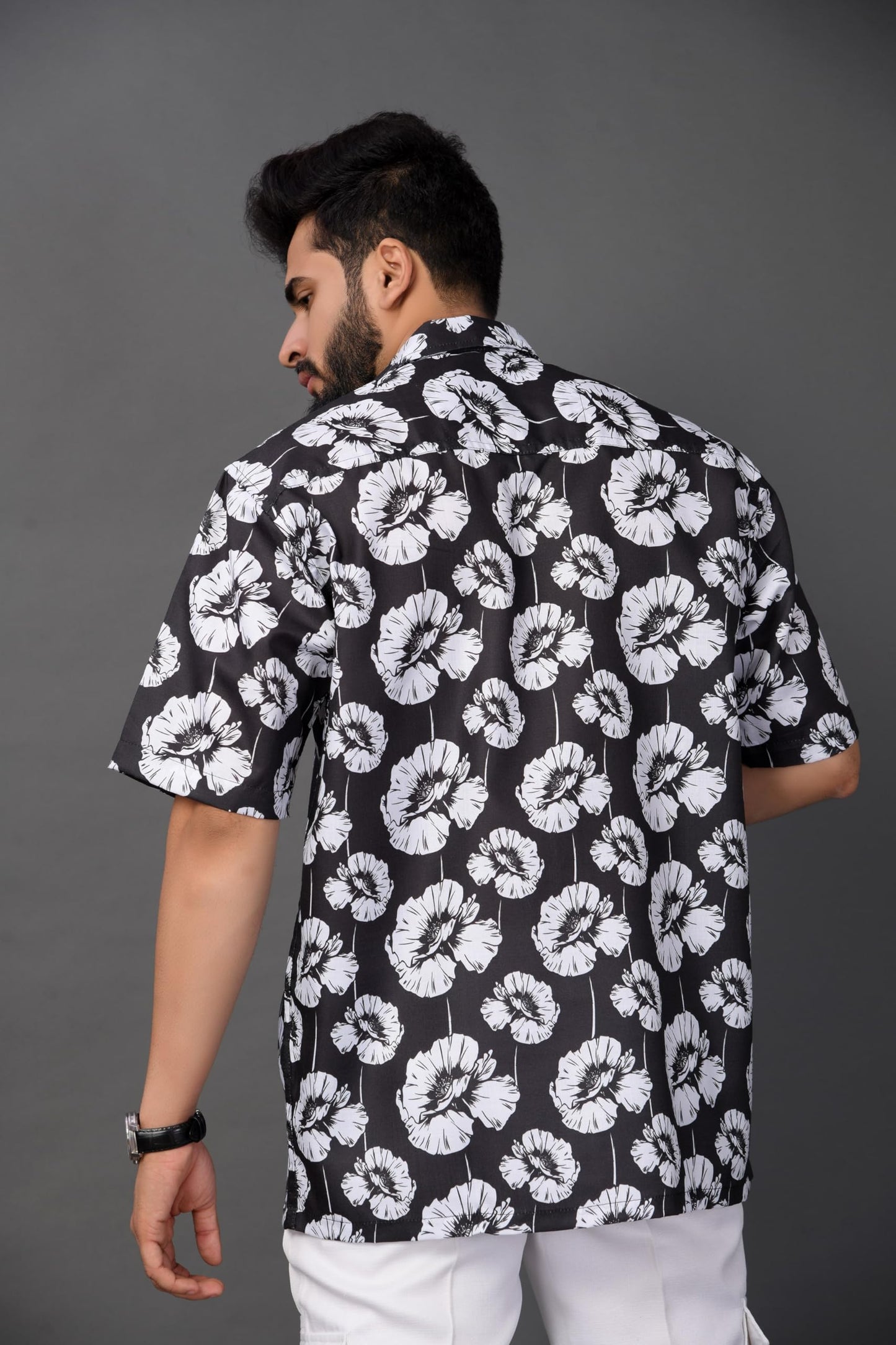 Brown Culture MenS Cotton Blend Abstract Print Shirt With Spread Collared Half Sleeves Standard Length And Button Down Closure