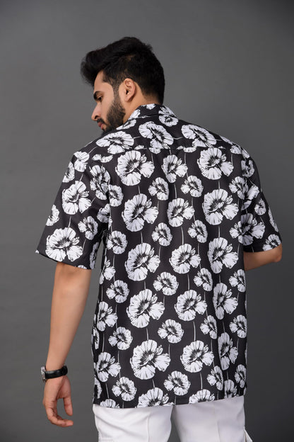 Brown Culture MenS Cotton Blend Abstract Print Shirt With Spread Collared Half Sleeves Standard Length And Button Down Closure