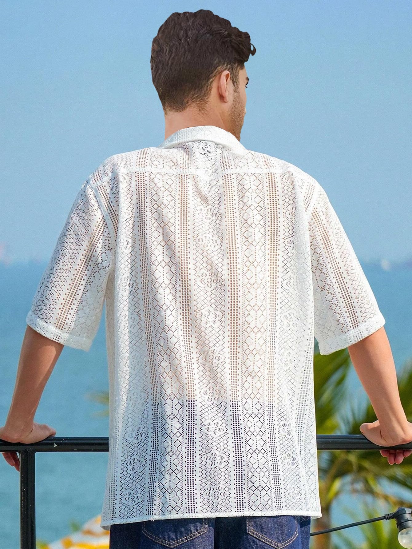 BE ACTIVE Mens Casual Cotton Blend Crochet Textured Shirt || Half Sleeve Shirt || Men Casual Shirt || Casual Wear Shirts (HIM01
