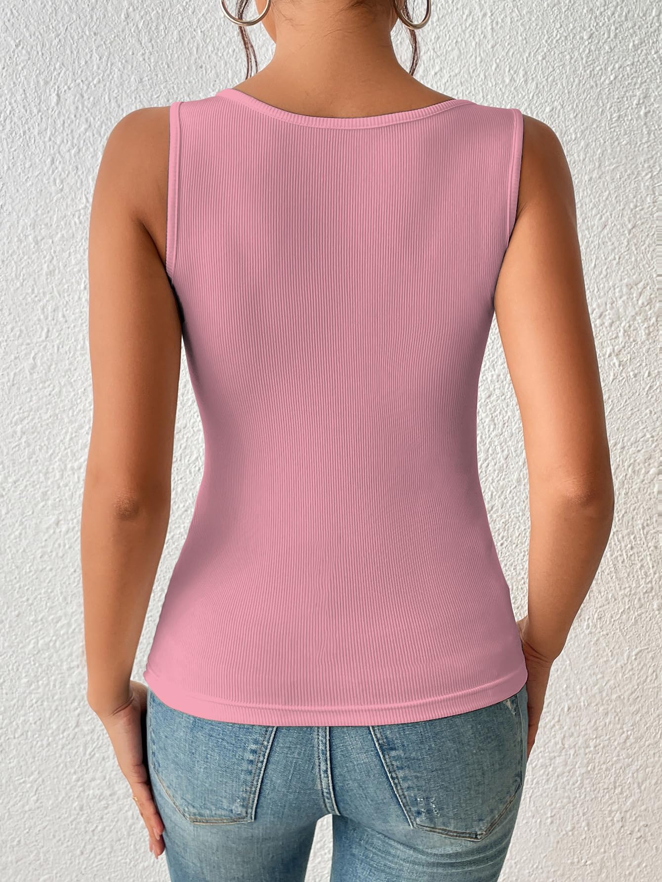 Sugathari Womens Peach Cut Out Asymmetrical Neck Rib Knit Jeans Korean Trendy Tank Western Tops for Women Stylish (T-Shirt 182