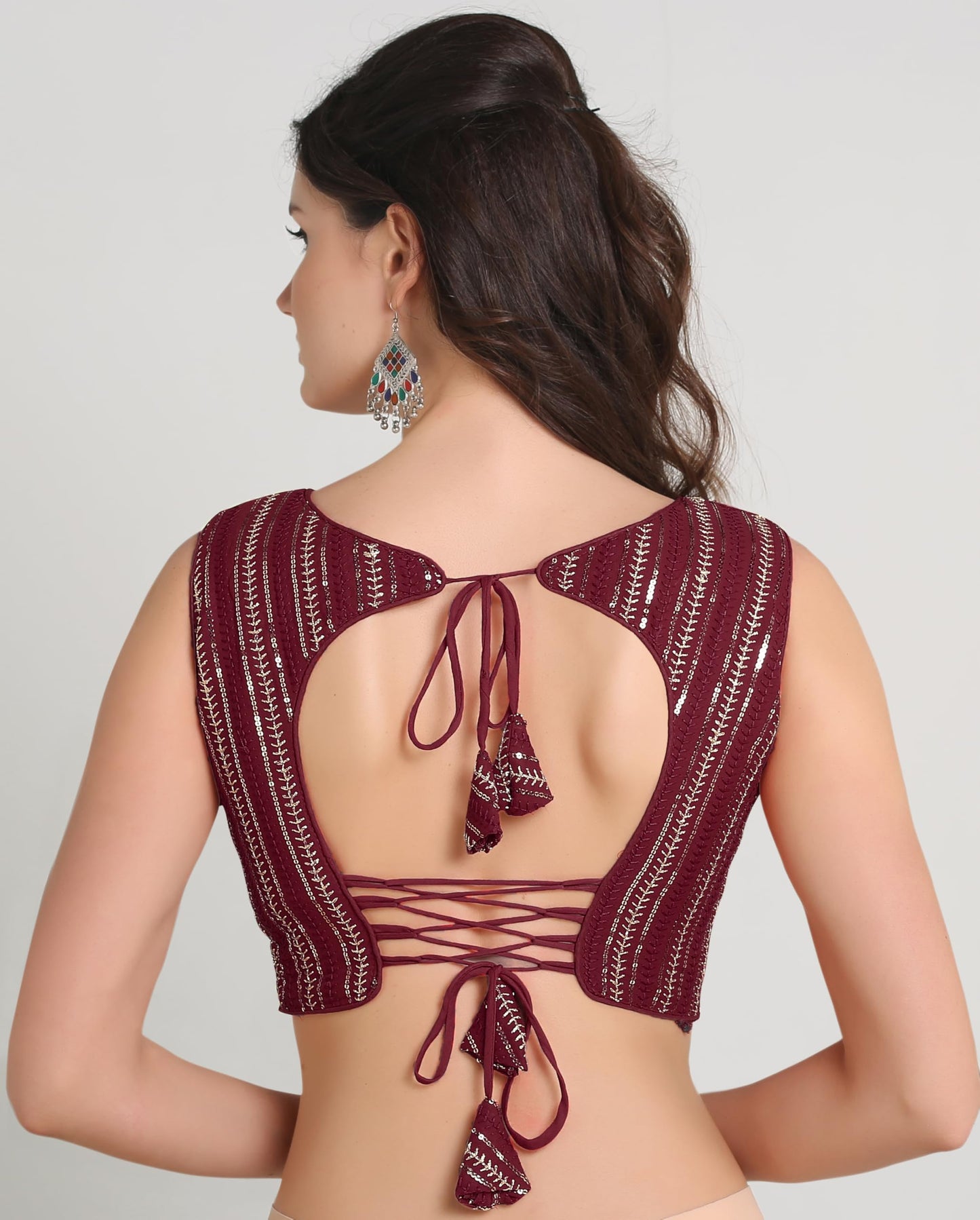 Pujia Mills WomenS Indian Ethnic Wear Sabyasachi Sequence With Dhaga Embroidered Zari Work Sweetheart Neck Blouse Sleeveless Re