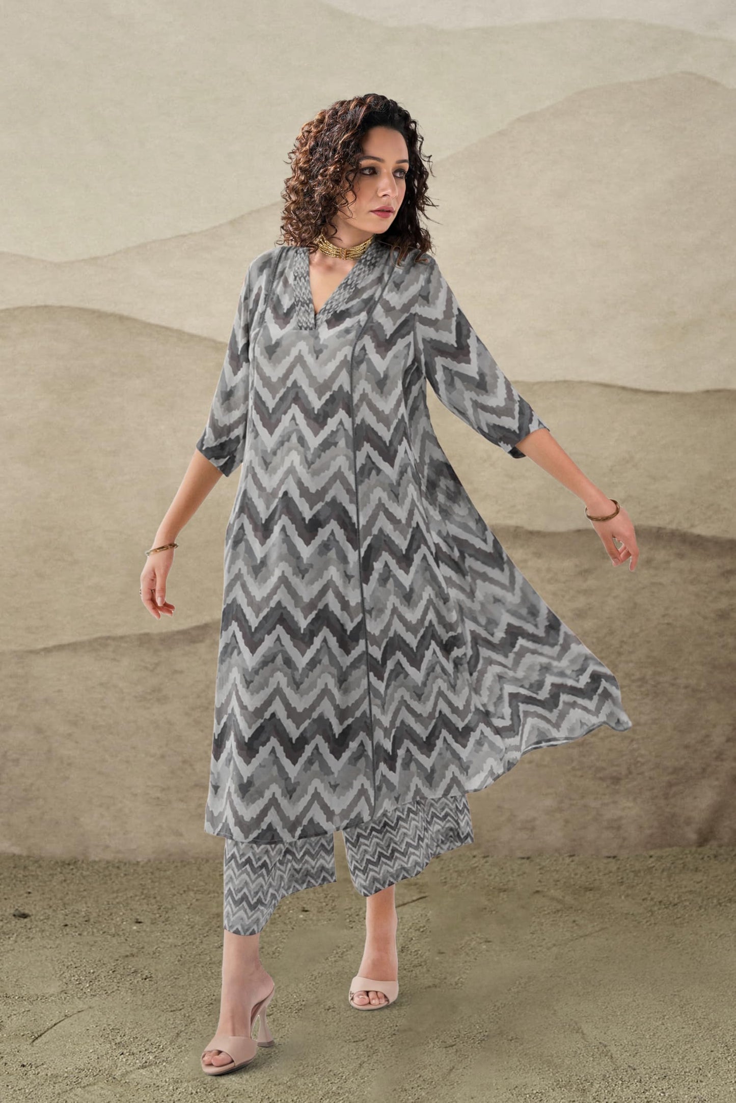 Toochki Salwar Suit Set For Women | Kurta Set For Women | Zig Zag Printed Salwar Suits | Ethnic Wear Salwar Suits | Two Piece Ku