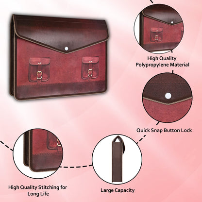 Fedus Documents Holder Envelope Folder, Stylist Printed File Storage Bag With Snap Button Transparent Plastic File For Documents