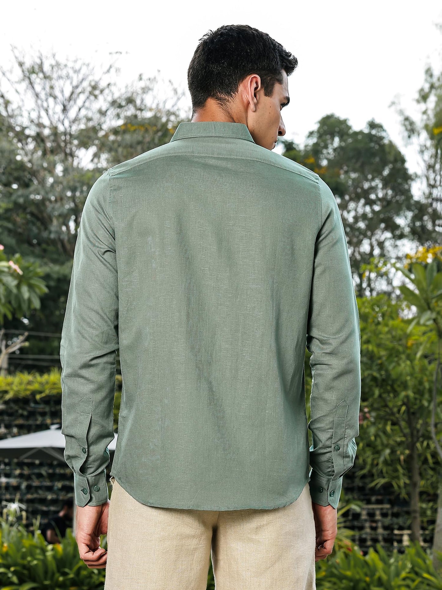 Thomas Scott Mens | Linen Blend | Solid | Button Down Collar | Premium Cotton Linen Blend | Full Sleeve | Casual Shirt for Men