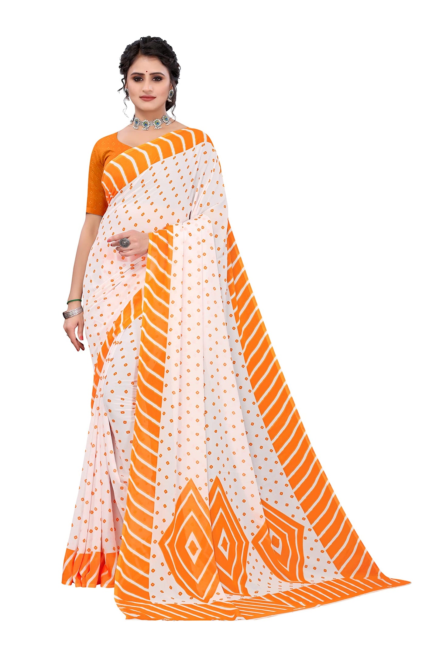 ANNI DESIGNER Womens Georgette Saree with Blouse (PRATIKSHA)