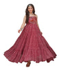 Fashion Basket WomenS Embroidered Georgette Anarkali Kurta Set Maroon