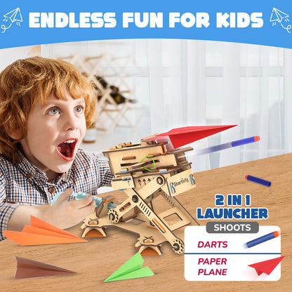 Smartivity 2in1 Hydraulic Airplanes & Darts Launcher STEM Toy for Kids 6-14, Engineered Wood, Multi Color, Model SMRT1163
