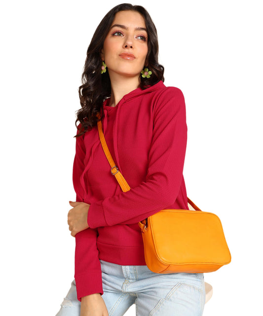 POPWINGS Casual Solid Hooded Pocket Sweatshirt for Women || Women Sweatshirts Casual Wear ||Latest Stylish Western Winter Wear S