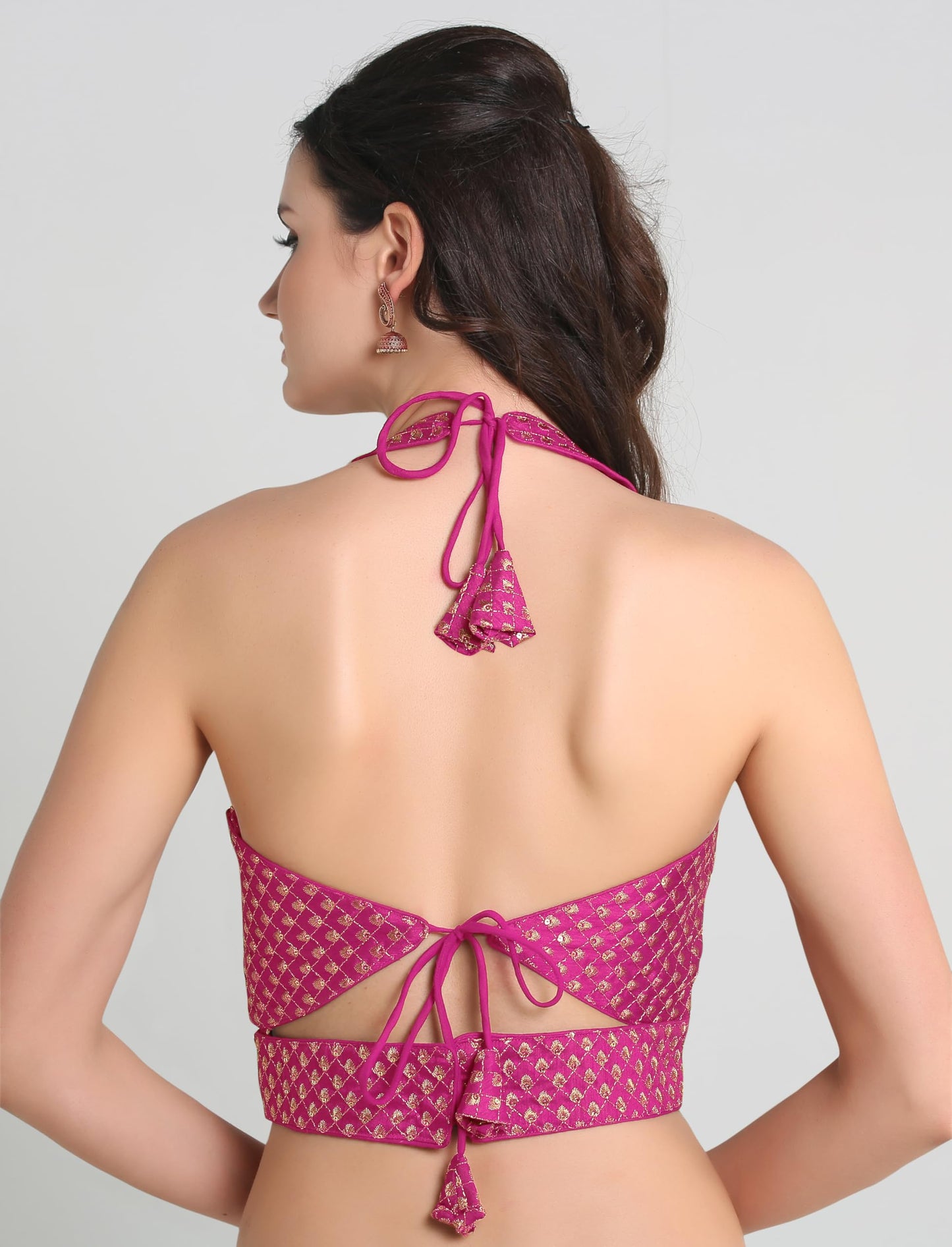 Pujia Mills WomenS Embroidery Halter Neck Fancy Blouse For Skirt And Saree Simple Top 100 Blouses