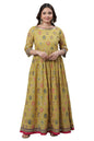Aurelia Women's Antique Moss Floral Printed Poly Georgette Flared Kurta_23AUA14684-507523_XL
