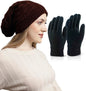 Weavers Villa Set of Snow Proof Inside Fur Acro Wool Unisex Beanie Cap Knit Hat Thick Fleece Lined Winter Cap and Gloves for Men