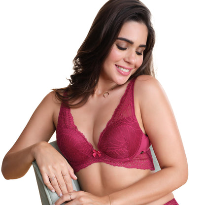 Enamor F091 Butterfly Cleavage Enhancer Plunge Push-Up Bra - Padded Wired Medium Coverage