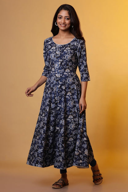 Aurelia Women's Floral Print Rayon Anarkali Kurta