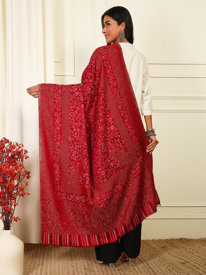 Pashmoda Women Rangrez Kaani Wool Blend Kashmiri Shawl, Stole, Scarf, Luxury Pashmina Evening Wrap (Size: 101 X 203 CM)