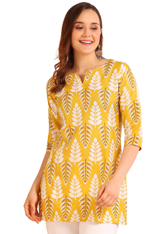 Dsk Studio Poly Rayon Short Kurti For Women & Girls Mustard