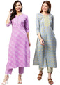 ANNI DESIGNER Cotton Women Kurta With Pant Pack Of 2