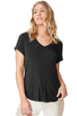 Fabricorn WomenS Solid Regular Fit T-Shirt (Gt01_Ud_Vneck_P_Black