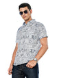 Thomas Scott Mens | All Over Printed | Spread Collar | 100% Cotton | Short Sleeve | Shirts for Men (Available in Plus Size) Blu