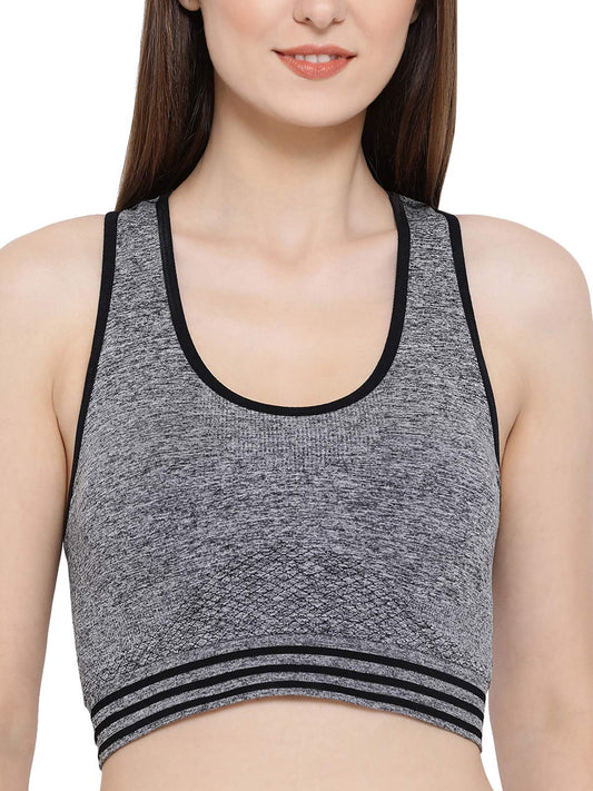 Clovia Womens Padded Seamless Sports Bra with Racerback (BR1868P05_Grey_XXL)