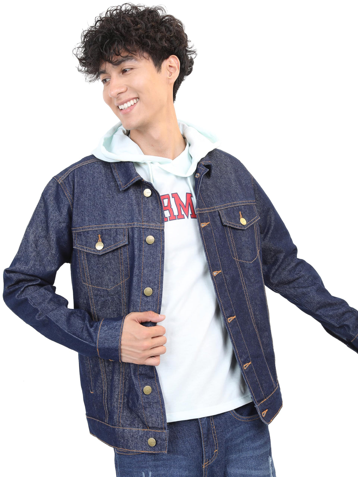 Ketch MenS Cotton Blend Trucker Standard Length Jacket (Khjk000073_Navy, Medium