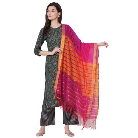 ANNI DESIGNER Women's Cotton Straight?urta with Palazzo (KUR118)