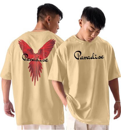 SHODOX Mens 100% Cotton Oversized Half Sleeve Tshirt for Men - Drop Shoulder Front and Back Printed Round Neck Tshirts, Relaxed