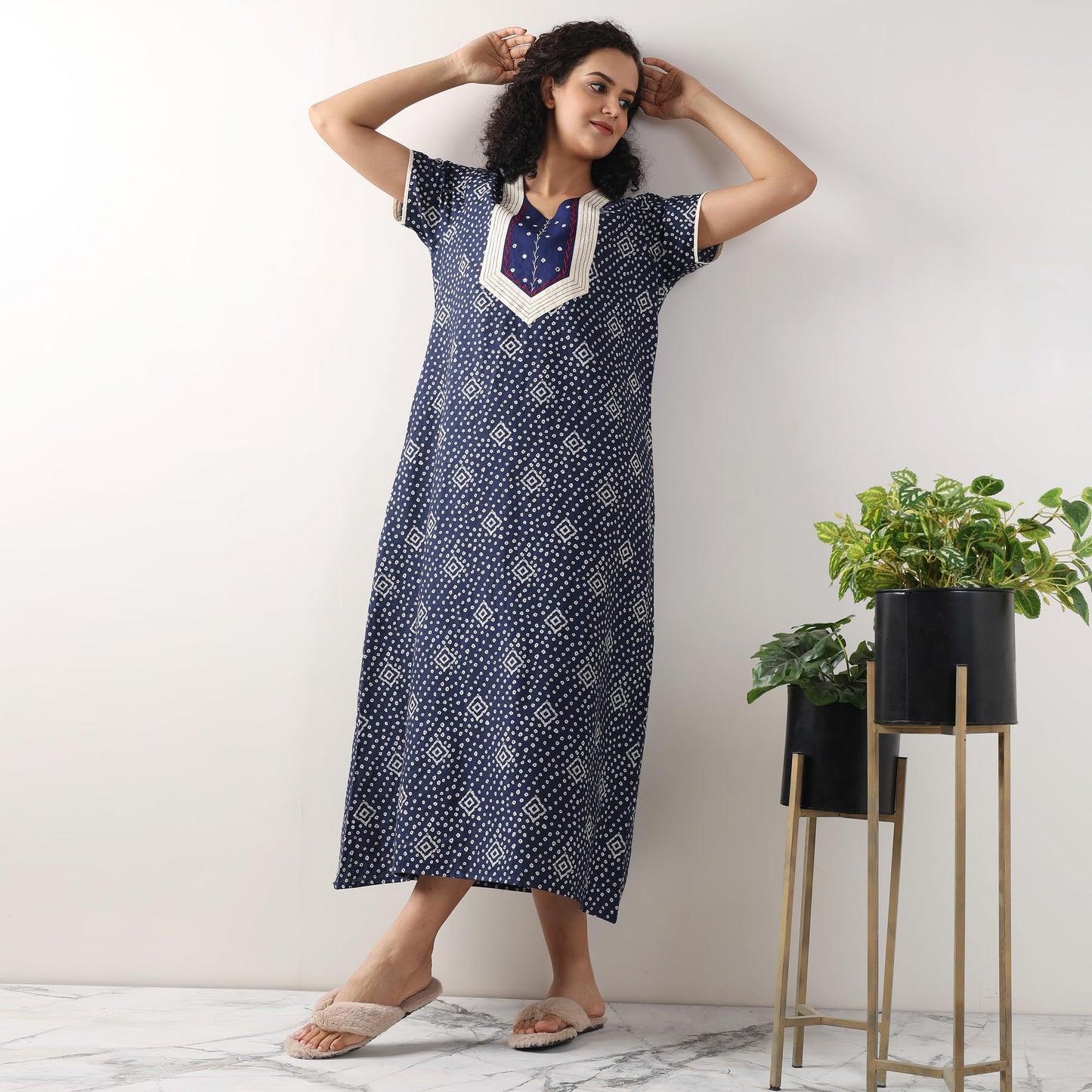 Evolove WomenS 100% Cotton Supersoft With Beautiful Embroidery Long Maxi Night Gown Nighty Dress With Pocket, Most Comfortable