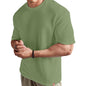 SHODOX Mens Solid Dotted Unique Design Oversized Tshirt for Men - Round Neck Loose Fit Drop Shoulder Mens T-Shirt Green