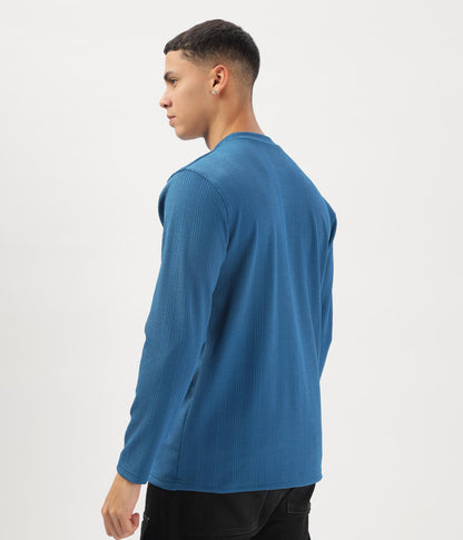SHODOX Mens Solid Round Neck Full Sleeve Regular fit Tshirt (Pack of 1) Royal Blue