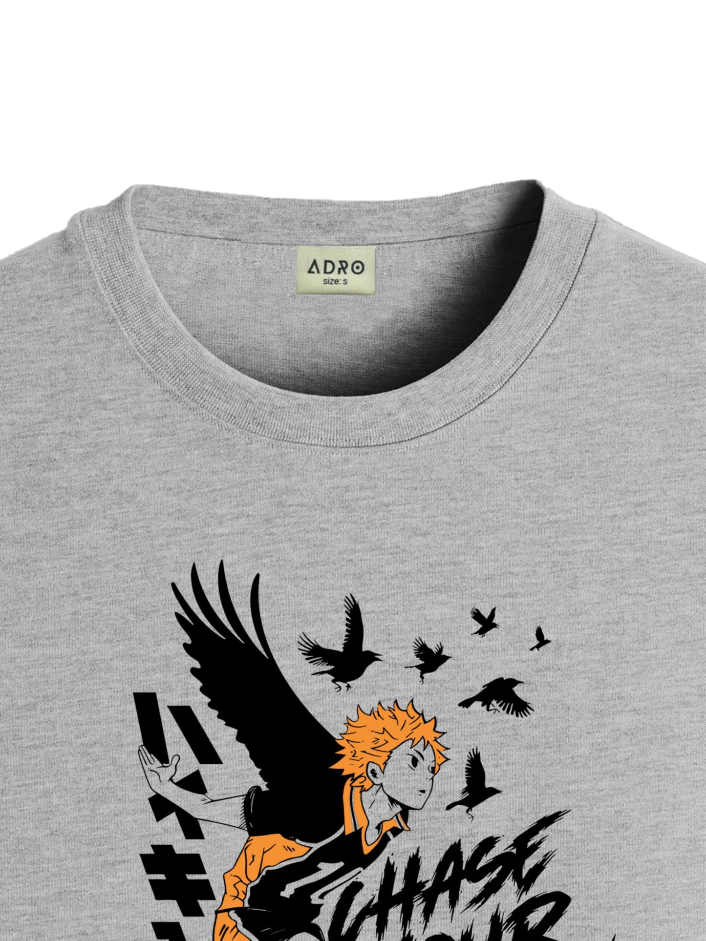 ADRO Mens Anime T Shirt - Premium Cotton Printed Haikyuu Tshirt - Perfect for Haikyuu Fans Print and Comfortable Fit Grey T-Shir