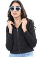 Ketch Polyester Womens Full Sleeve Slim Fit Sweatshirt Khss000061 Black Medium, Hooded Neck
