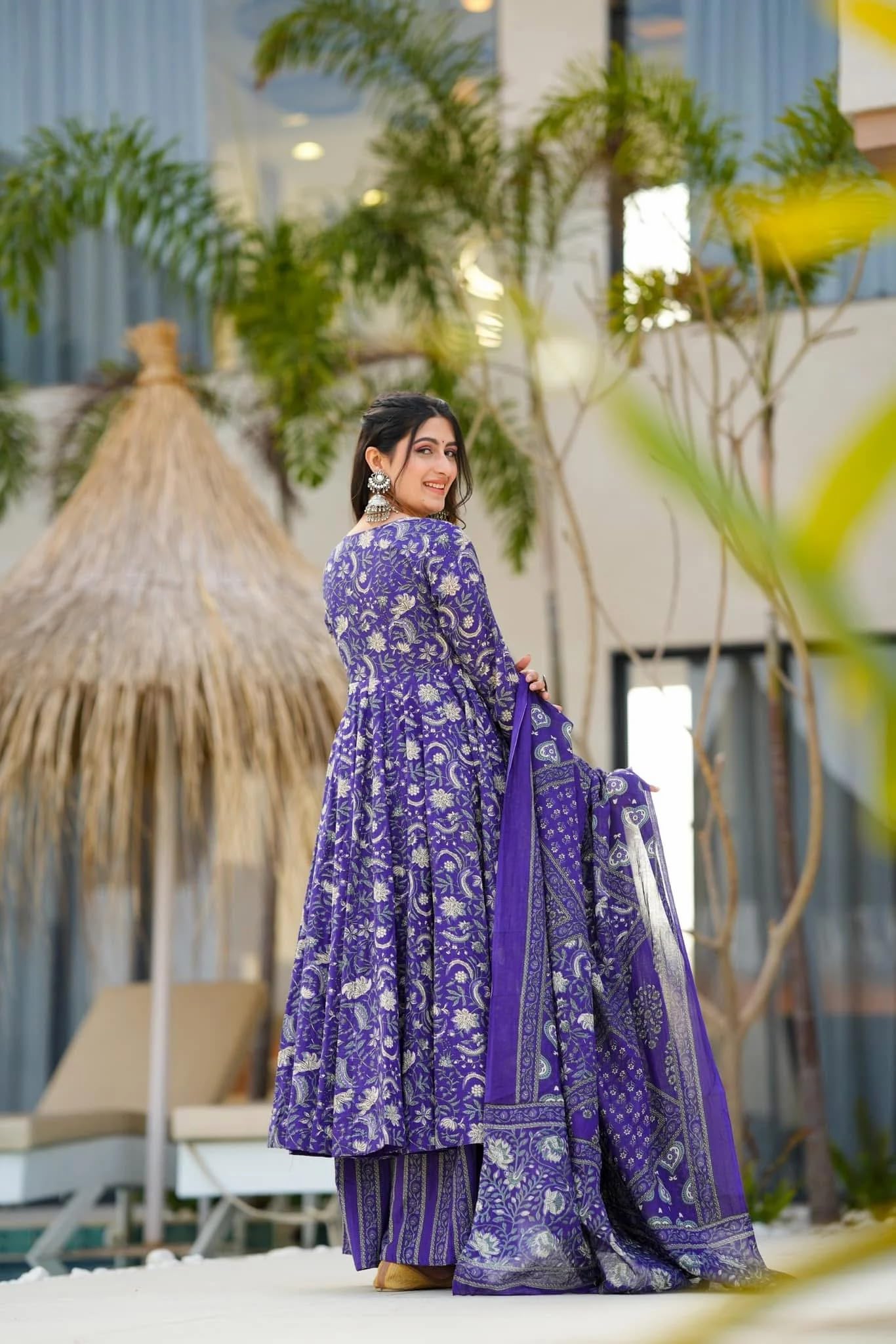 Wedani Anarkali Kurta Set for Women Blue