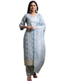 Libas Womens Embroidered Cotton Blend Straight Kurta With Palazzos And Dupatta