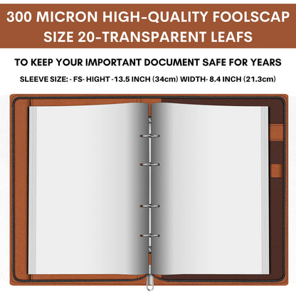 FEDUS Document File Folder Certificate Foolscap Size(Bigger Than A4 Size)4 Ring File Folder for Document Leatherette Document Ho