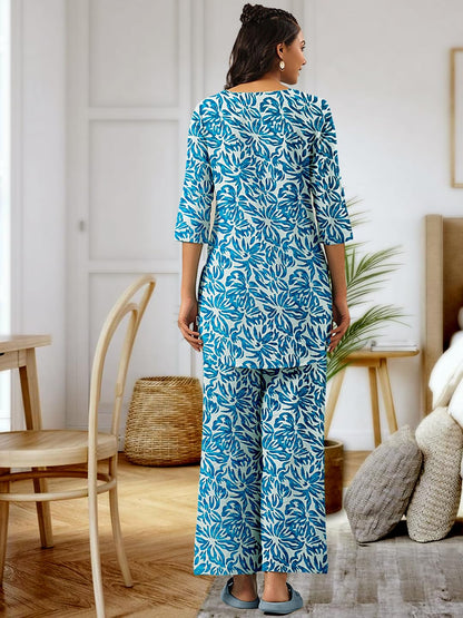 Tee Projekt Cotton Ethnic Wear Co Ord Set For Women | Co Ord Set For Women Stylish Blue