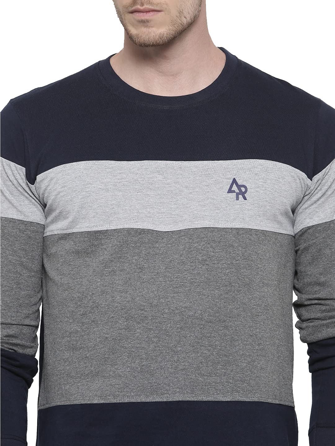 ADRO Men's Stylish Cotton Full Sleeve T-Shirt (FR3-M-4ST-NB_Navy)