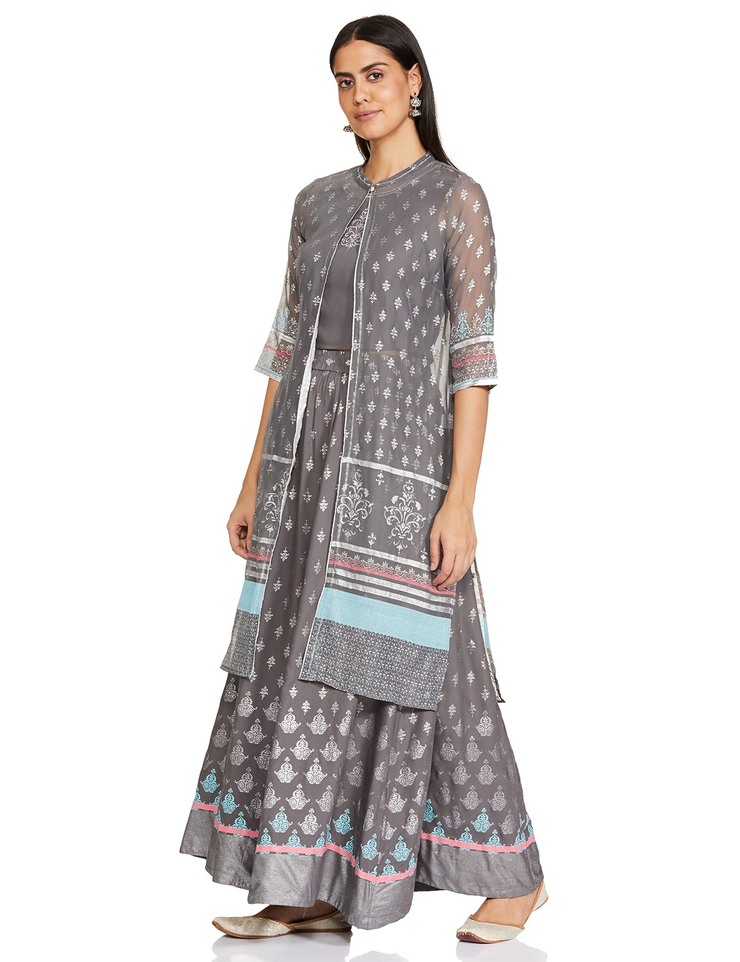 Aurelia WomenS Chiffon Salwar Suit Set (19Aua30110-501010_Grey_Medium)
