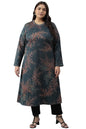 W for Woman Dark Blue Light Festive Jacquard Plus Size Winter Kurta
