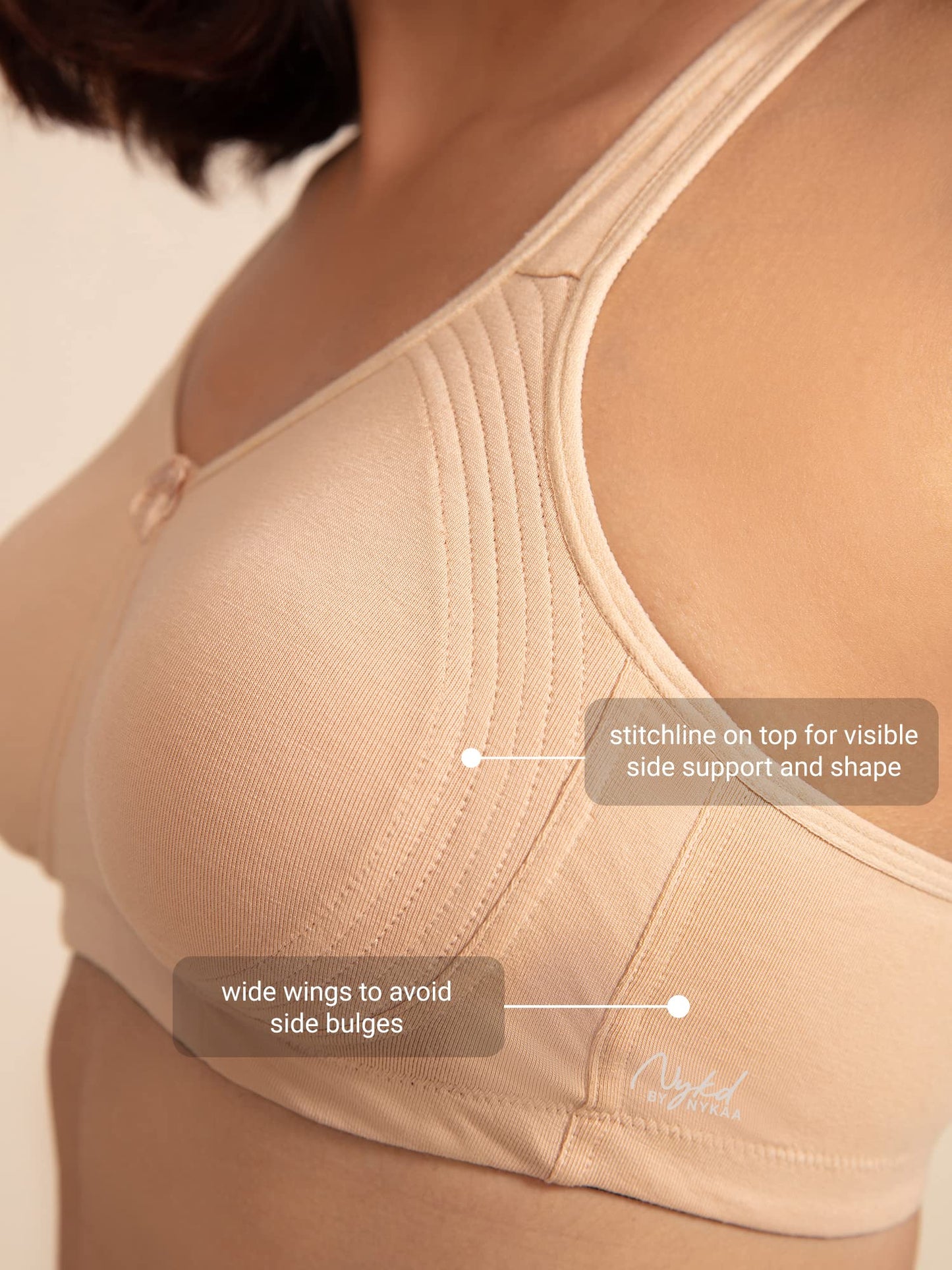 NYKD Everyday Cotton Bra for Women - Encircled with Love | Non-Padded | Wirefree | Full Coverage with Side Support Shaper (NYB16